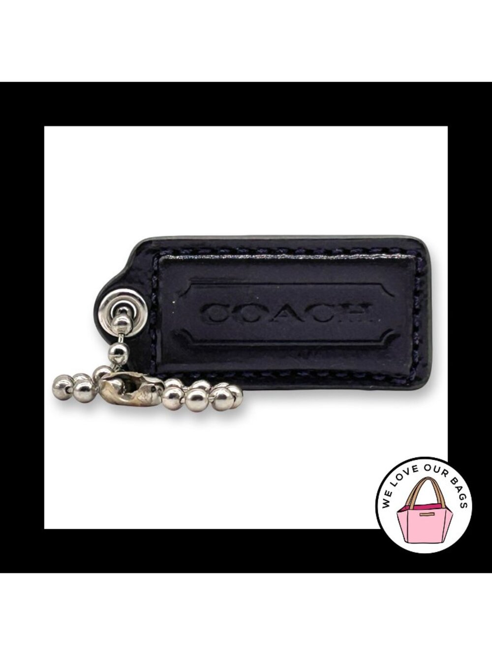 COACH HANG TAG 2.25" Purple Bag Charm Keychain Fob Patent Leather Nickel Large